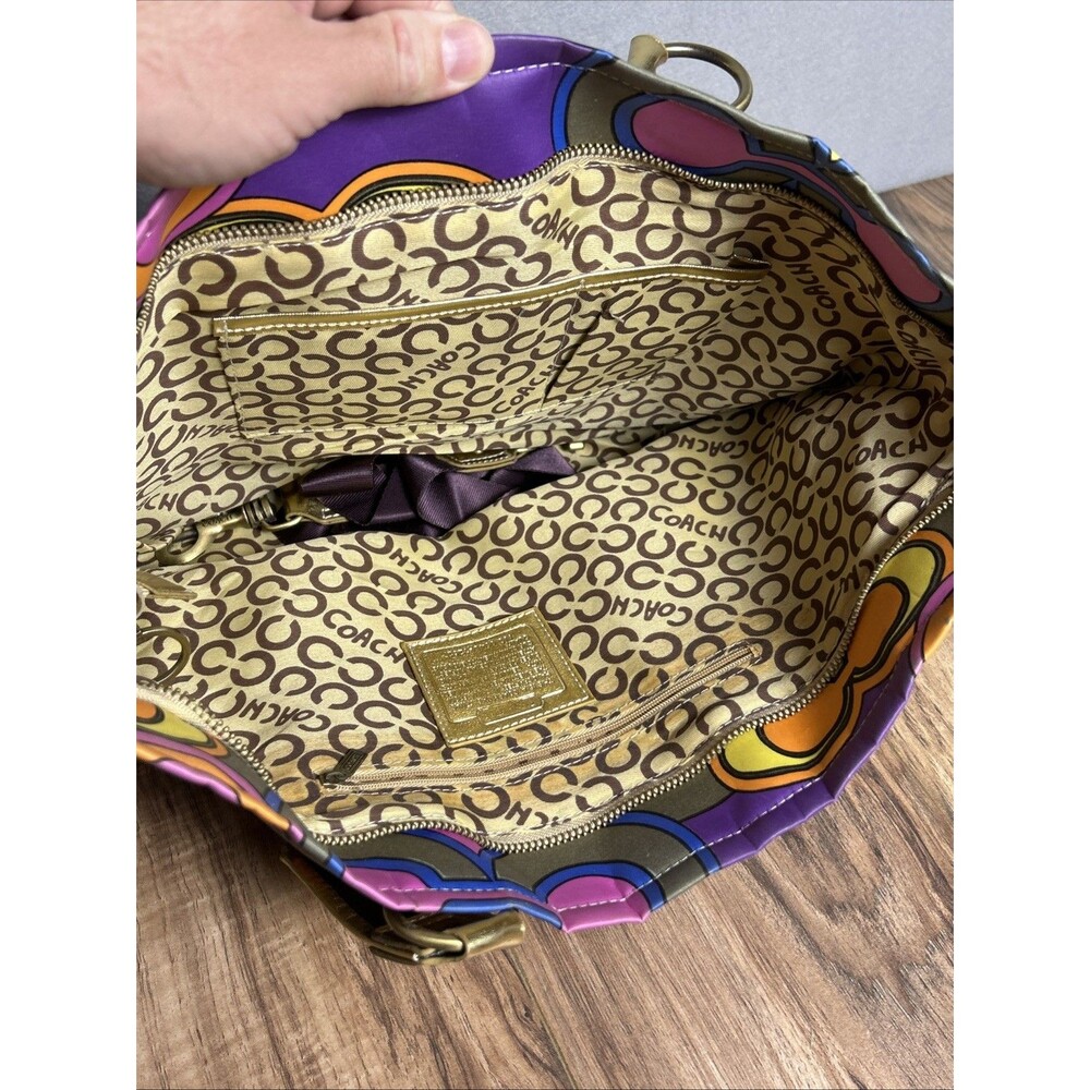 Coach Y2K Poppy Bag Multi-Colored Purse Shoulder Handbag Signature Canvas Used - Picture 5 of 9